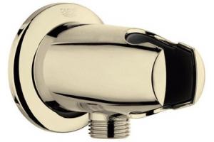 Grohe Movario 28 484 R00 Polished Brass 1/2\" Wall Union with Hand Shower Holder