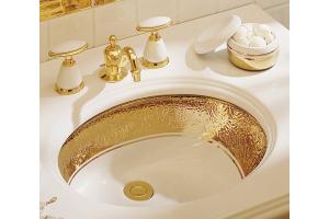 Kohler Laureate K-14174-PD-0 White Design on Caxton Undercounter Lavatory in Polished Gold on White