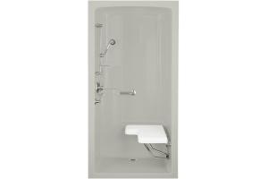 Kohler Freewill K-12100-P-95 Ice Grey Barrier-Free Transfer Shower Module with Polished Stainless Steel Grab Bars and Right Seat, 45\" X 37-