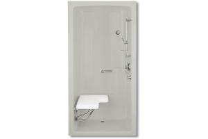 Kohler Freewill K-12101-P-95 Ice Grey Barrier-Free Transfer Shower Module with Polished Stainless Steel Grab Bars and Left Seat, 45\" X 37-1