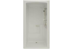 Kohler Freewill K-12108-N-95 Ice Grey Barrier-Free Shower Module with Soap Ledge On Right and Nylon Steel Grab Bars, 45\" X 37-1/4\" X 84\"
