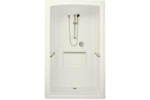 Kohler Freewill K-12113-N-96 Biscuit Barrier-Free Shower Module with Nylon Grab Bars, 52\" X 37-1/2\" X 84\"