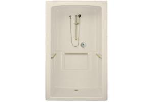 Kohler Freewill K-12113-P-47 Almond Barrier-Free Shower Module with Polished Stainless Grab Bars, 52\" X 37-1/2\" X 84\"