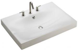 Kohler Strela K-2953-4-47 Almond One-Piece Surface and Integrated Lavatory with Overflow