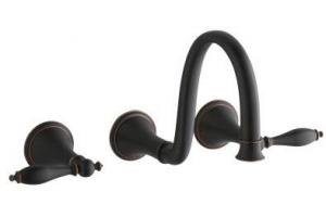 Kohler Finial Traditional K-T343-4M-BRZ Oil-Rubbed Bronze Wall-Mount Lavatory Faucet Trim with Lever Handles and 9\" Spout, Valve Not Includ