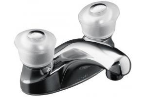 Kohler Coralais K-15243-7-CP Polished Chrome Centerset Lavatory Faucet with Grid Drain and Sculptured Acrylic Handles