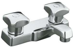 Kohler Triton K-7404-2A-CP Polished Chrome Centerset Lavatory Faucet with Standard Handles, Less Drain and Lift Rod