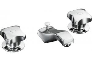 Kohler Triton K-7437-2A-CP Polished Chrome Widespread Lavatory Faucet with Standard Handles and Pop-Up Drain