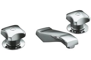 Kohler Triton K-7443-2A-CP Polished Chrome Widespread Lavatory Faucet with Standard Handles, Less Drain and Lift Rod