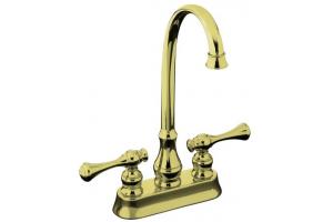 Kohler Revival K-16112-4A-AF Vibrant French Gold Entertainment Sink Faucet with Traditional Lever Handles