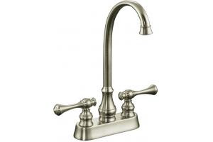 Kohler Revival K-16112-4A-BN Vibrant Brushed Nickel Entertainment Sink Faucet with Traditional Lever Handles