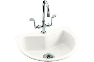 Kohler Entertainer K-6558-1-0 White Self-Rimming Entertainment Sink with Single-Hole Faucet Drilling