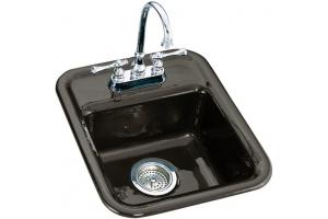 Kohler Aperitif K-6560-2-KA Black n Tan Self-Rimming Entertainment Sink with Two-Hole Faucet Drilling for 4\" Center Faucets