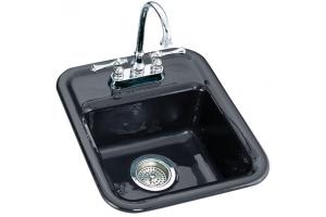 Kohler Aperitif K-6560-3-52 Navy Self-Rimming Entertainment Sink with Three-Hole Faucet Drilling for 8\" Center Faucets