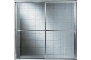 Kohler Focal K-761000-L-0 White Custom Bypass Bath Door with In-Line Panel and Return Panel and Crystal Clear Glass