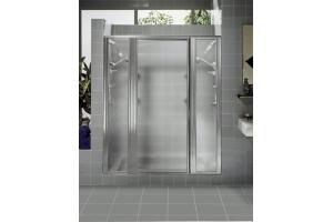 Kohler Focal K-771400-B-BH Bright Brass Custom Pivot Framed Shower Door with Two Inline Panels with Obscure Glass