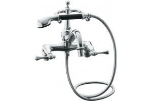 Kohler Revival K-16210-4A-CP Polished Chrome Bath Tub Faucet with Black Accented Handshower