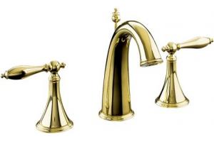 Kohler Finial Traditional K-310-4M-PB Polished Brass 8-16\" Widespread Bath Faucet with Lever Handles
