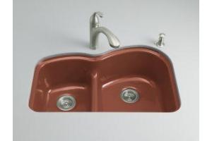 Kohler Woodfield K-5839-5U-R1 Roussillion Red Smart Divide Undercounter Kitchen Sink