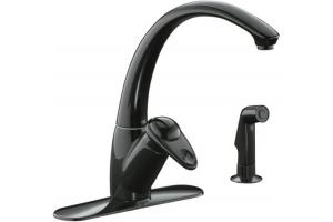 Kohler Avatar K-6356-7 Black Black Single Control Kitchen Faucet with Side Spray