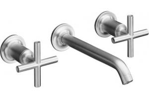 Kohler Purist K-T14415-3-G Brushed Chrome Wall Mount Vessel Faucet with Cross Handles