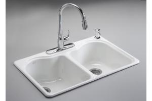 Kohler Hartland K-5818-1-0 White Self-Rimming Kitchen Sink with Single-Hole Faucet Drilling