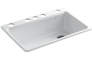 Kohler Riverby K-5871-5U-47 Almond Undercounter Single Basin Kitchen Sink with Five-Hole Faucet Drilling