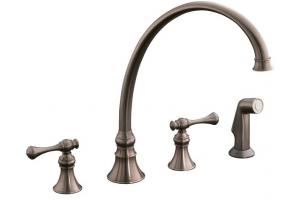Kohler Revival K-16111-4A-BX Vibrant Brazen Bronze Kitchen Sink Faucet with 11-13/16\" Spout, Sidespray and Traditional Lever Handles