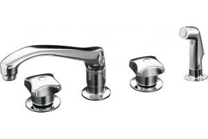 Kohler Triton K-7765-K-CP Polished Chrome Kitchen Sink Faucet with Sidespray, Requires Handles