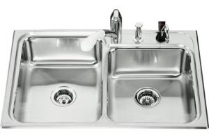 Kohler Ballad K-3268-1 Large/Medium Self-Rimming Kitchen Sink with Single-Hole Faucet Punching