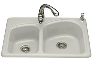 Kohler Woodfield K-5805-4-95 Ice Grey Self-Rimming Kitchen Sink with Four-Hole Faucet Drilling