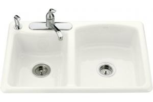 Kohler Ashland K-5809-3-0 White Self-Rimming Kitchen Sink with Three-Hole Faucet Drilling