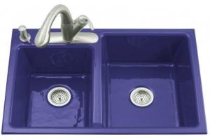 Kohler Clarity K-5814-3-30 Iron Cobalt Tile-In Kitchen Sink with Three-Hole Faucet Drilling
