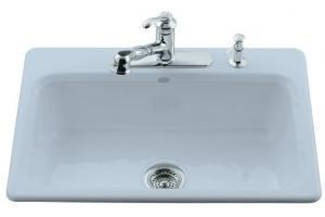 Kohler Bakersfield K-5832-4-6 Skylight Self-Rimming Kitchen Sink with Four-Hole Faucet Drilling