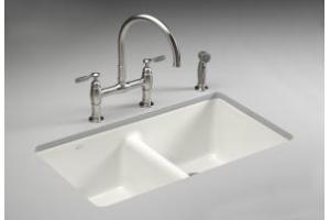 Kohler Anthem K-5840-5U-0 White Cast Iron Undercounter Sink with Five-Hole Faucet Drilling