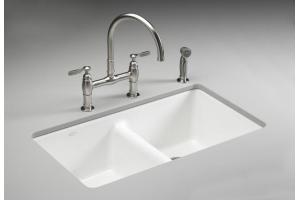Kohler Anthem K-5840-5U-R1 Roussillon Red Cast Iron Undercounter Sink with Five-Hole Faucet Drilling