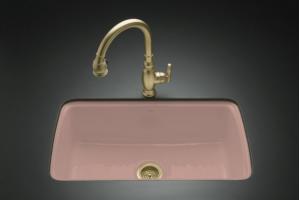 Kohler Cape Dory K-5864-5U-45 Wild Rose Undercounter Kitchen Sink with Five-Hole Oversized Faucet Drilling