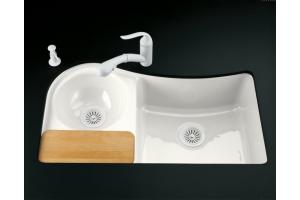Kohler Cilantro K-5879-5U-0 White Undercounter Kitchen Sink with Five-Hole Oversized Faucet Drilling