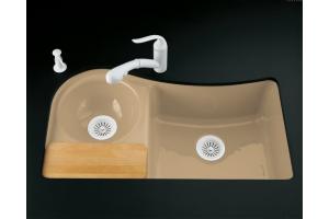 Kohler Cilantro K-5879-5U-33 Mexican Sand Undercounter Kitchen Sink with Five-Hole Oversized Faucet Drilling