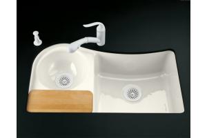 Kohler Cilantro K-5879-5U-96 Biscuit Undercounter Kitchen Sink with Five-Hole Oversized Faucet Drilling