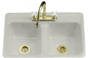 Kohler Delafield K-5950-4-95 Ice Grey Tile-In/Metal Frame Kitchen Sink with Four-Hole Faucet Drilling