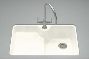 Kohler Carrizo K-6495-1U-52 Navy Undercounter Kitchen Sink with Single-Hole Faucet Drilling and Installation Kit