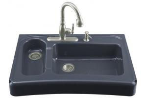 Kohler Assure K-6536-3-52 Navy Barrier-Free Tile-In/Undercounter Kitchen Sink with Three-Hole Faucet Drilling