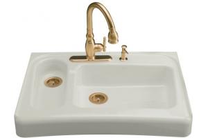 Kohler Assure K-6536-3-95 Ice Grey Barrier-Free Tile-In/Undercounter Kitchen Sink with Three-Hole Faucet Drilling