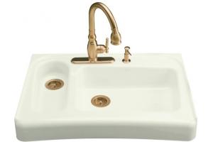 Kohler Assure K-6536-3-NG Tea Green Barrier-Free Tile-In/Undercounter Kitchen Sink with Three-Hole Faucet Drilling