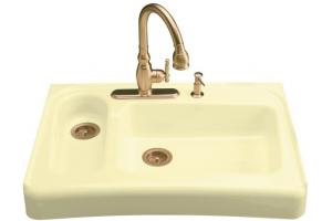 Kohler Assure K-6536-3-Y2 Sunlight Barrier-Free Tile-In/Undercounter Kitchen Sink with Three-Hole Faucet Drilling