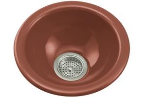 Kohler Iron/Tones K-6588-R1 Roussillon Red 14-1/2\" Diameter Self-Rimming or 11-1/2\" Diameter Undermount Kitchen Sink