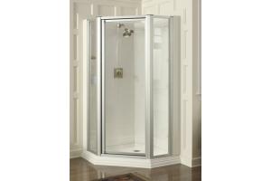 Kohler Memoirs K-702305-D3-BH Bright Brass Neo-Angle Shower Door with Custom Wall and Frosted Glass