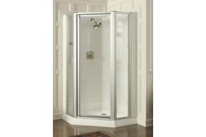 Kohler Memoirs K-702305-L-BH Bright Brass Neo-Angle Shower Door with Custom Wall and Crystal Clear Glass