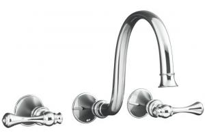 Kohler Revival K-T16106-4A-AF Vibrant French Gold Wall-Mount Faucet Trim with Traditional Lever Handles